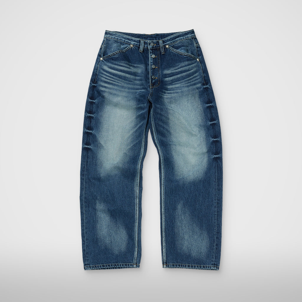 Thug Club TC Leather Back Pocket Pants in blue, back view