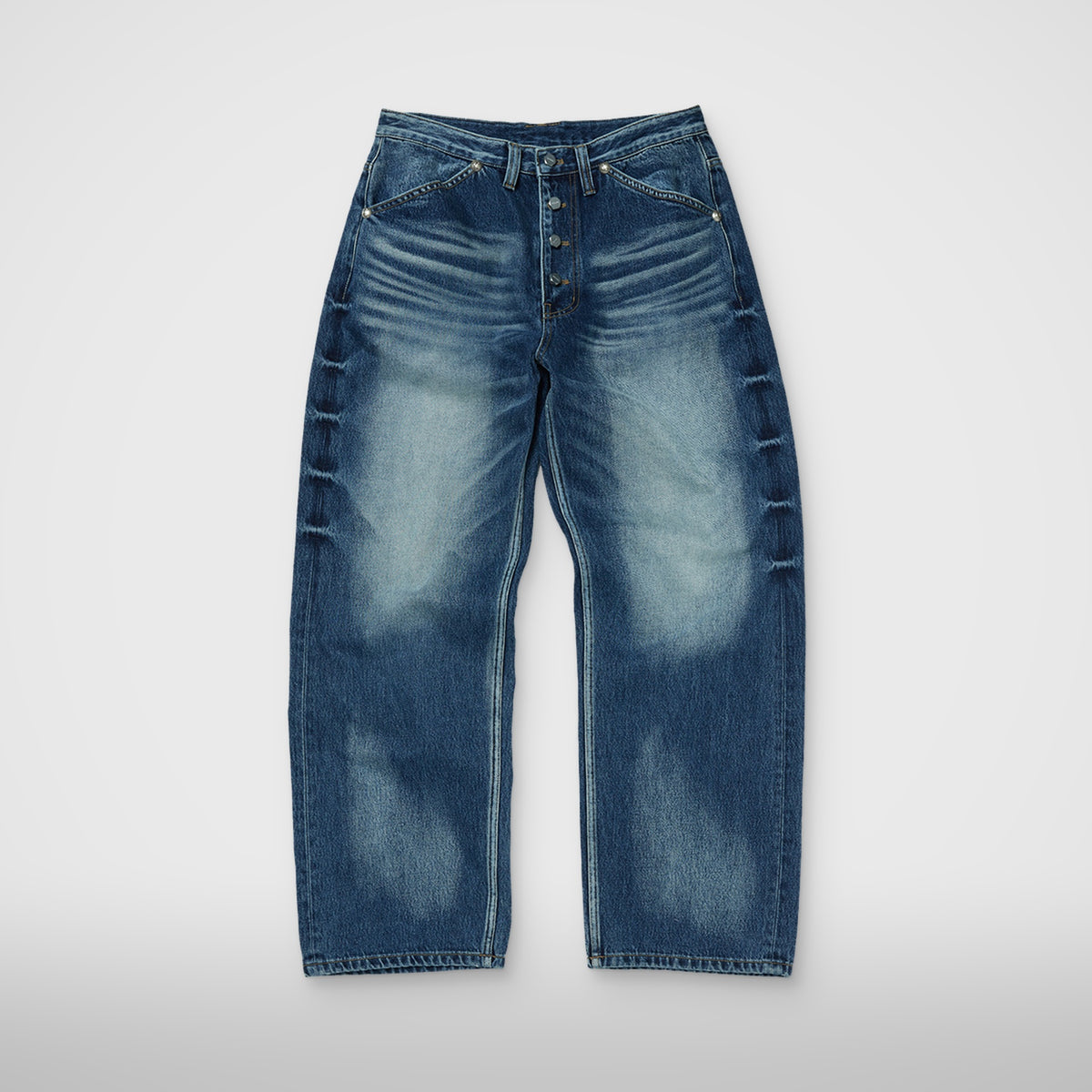Thug Club TC Leather Back Pocket Pants in blue, back view