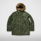 Thug Club X Alpha N-3B Parka in sage, front view