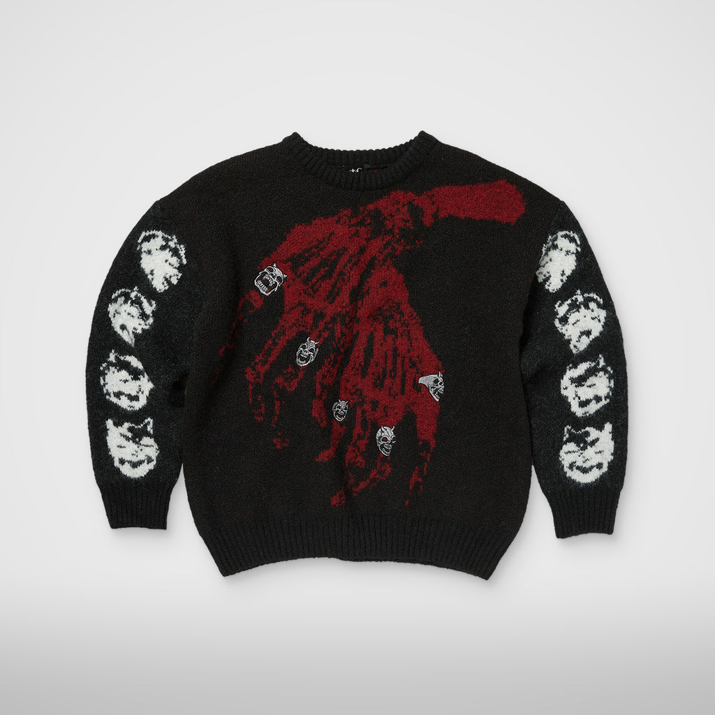 Thug Club TC Bone Cross Knit Sweater in black