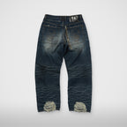 Thug Club Skull Stitch Ripped Denim Pants in blue, view 2 of 3