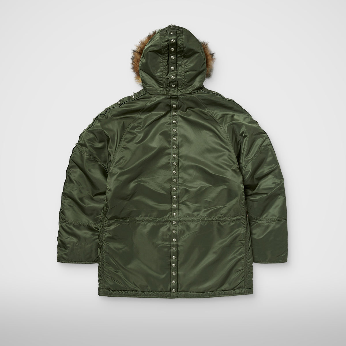 Thug Club X Alpha N-3B Parka in sage, back view