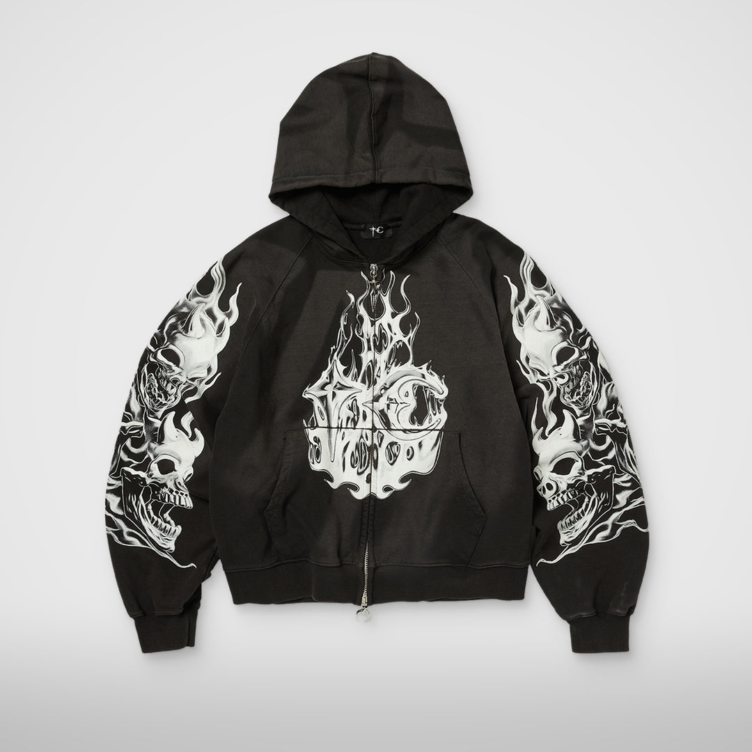 Six Riding Skull Zip-Up Hoodie