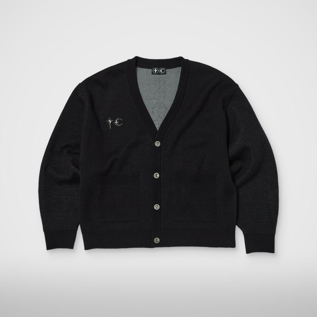 Thug Club TC Bone Knit Cardigan in black, view 2 of 2
