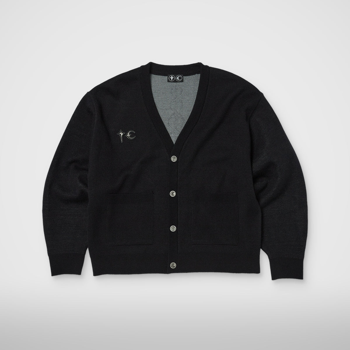 Thug Club TC Bone Knit Cardigan in black, view 2 of 2