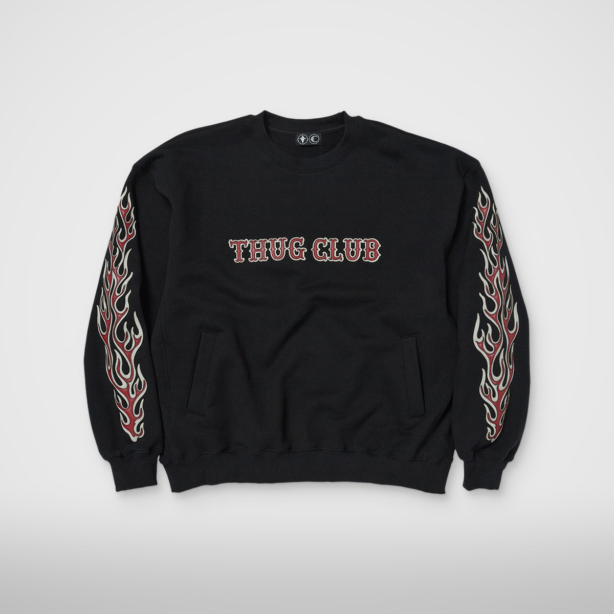 Thug Club Leather Flame Sweatshirt in black