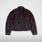 Thug Club Blood Lazered Denim Jacket in red, view 2 of 9