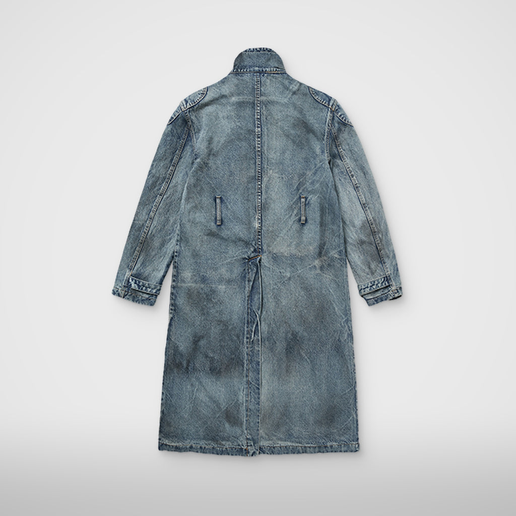 Thug Club Bio Soldier Denim Trench Coat in blue, view 2 of 10