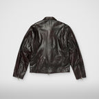 Thug Club Red Washed Bio Soldier Leather Jacket in black, view 2 of 2