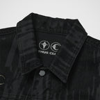 Thug Club Blood Lazered Denim Jacket in black, view 3 of 9