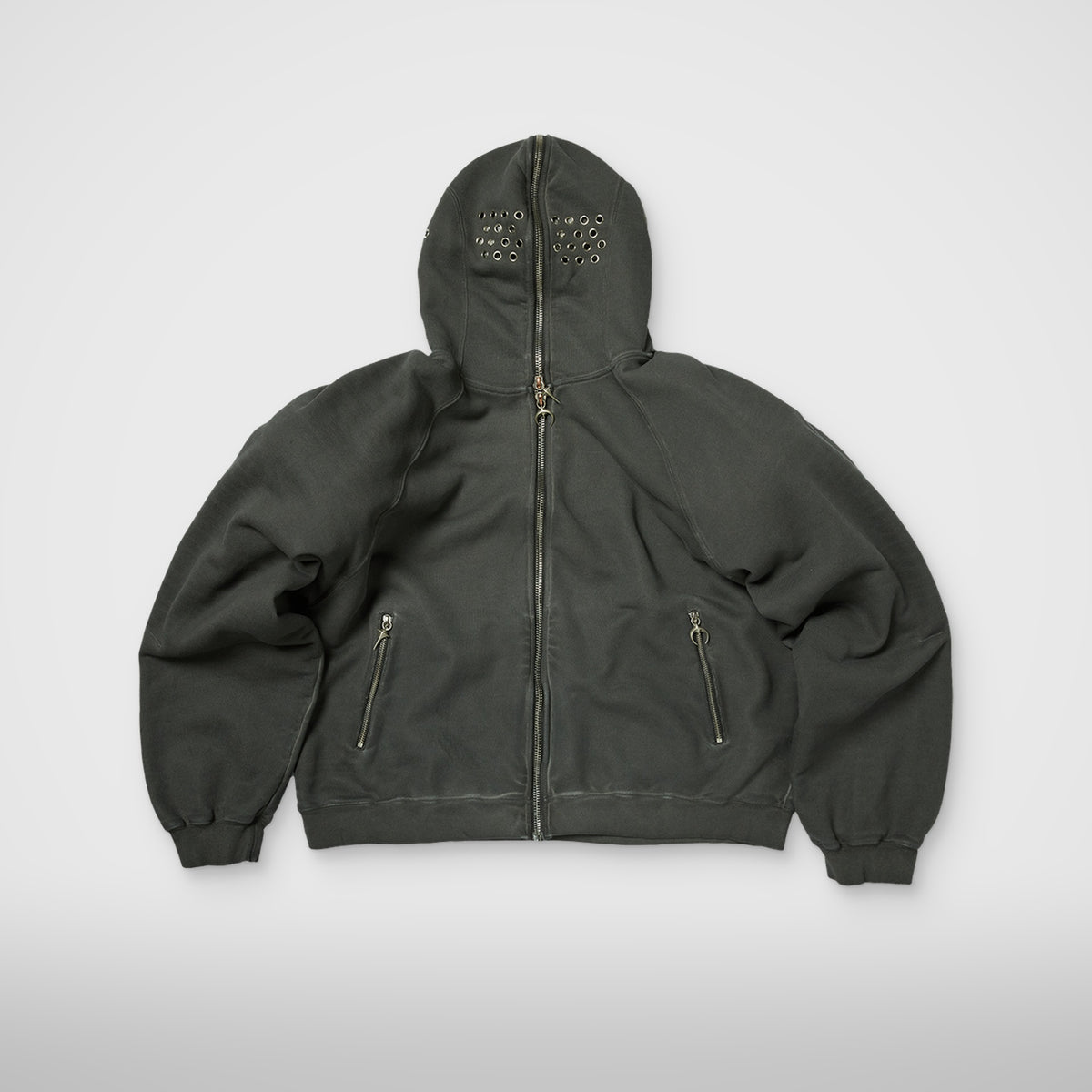 Thug Club Bulk Shoulder Gladiator Zip-Up Hoodie in charcoal