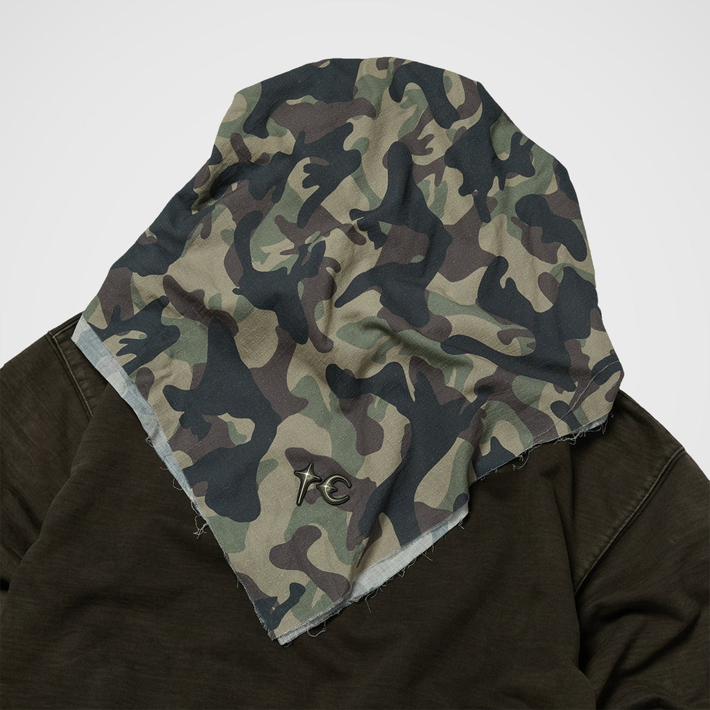 Thug Club Creed Scarf Hooded Zip-Up Hoodie in black, view 4 of 5