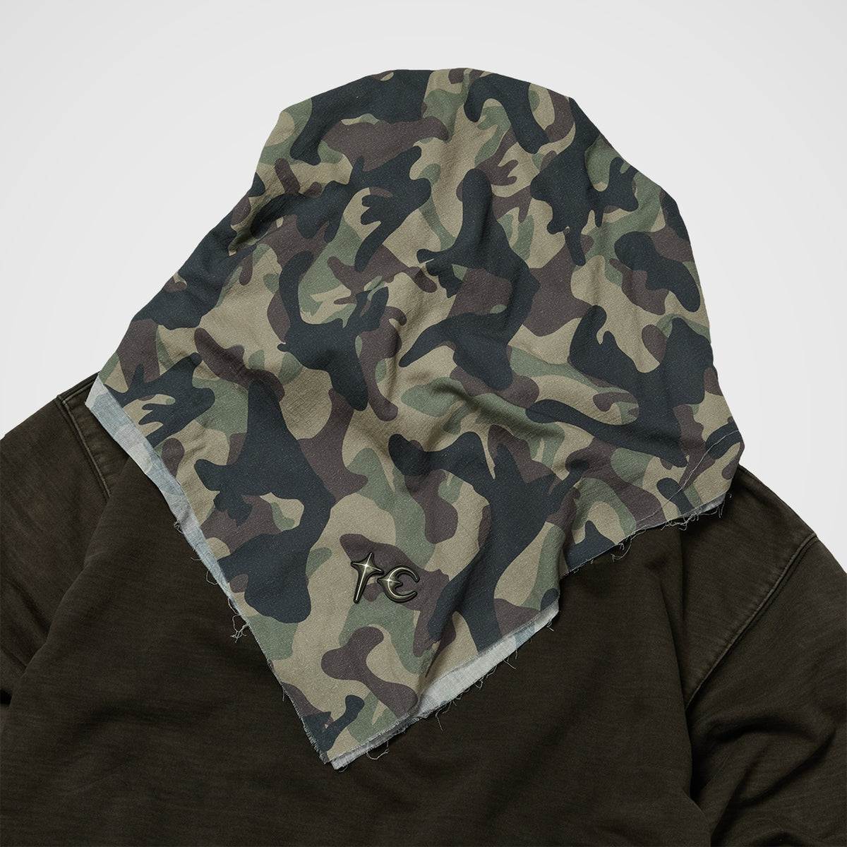 Thug Club Creed Scarf Hooded Zip-Up Hoodie in black, view 4 of 5