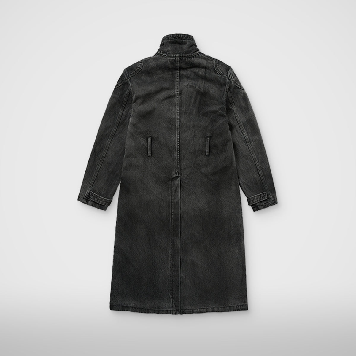 Thug Club Bio Soldier Denim Trench Coat in black, view 2 of 10