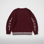 Thug Club TC Bone Knit Sweater in wine/white, view 2 of 2