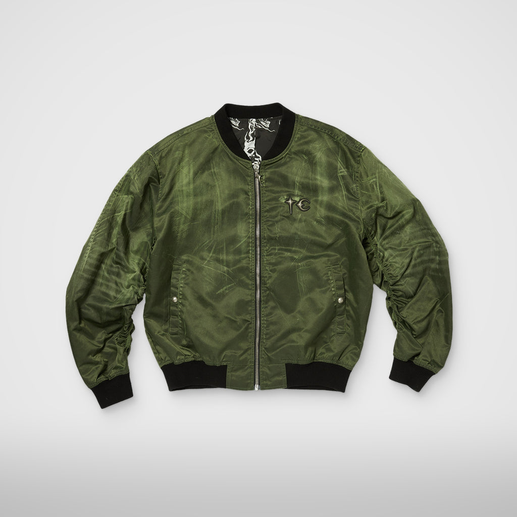 Thug Club Jamong Two Tone Washed MA-1 Jacket in khaki