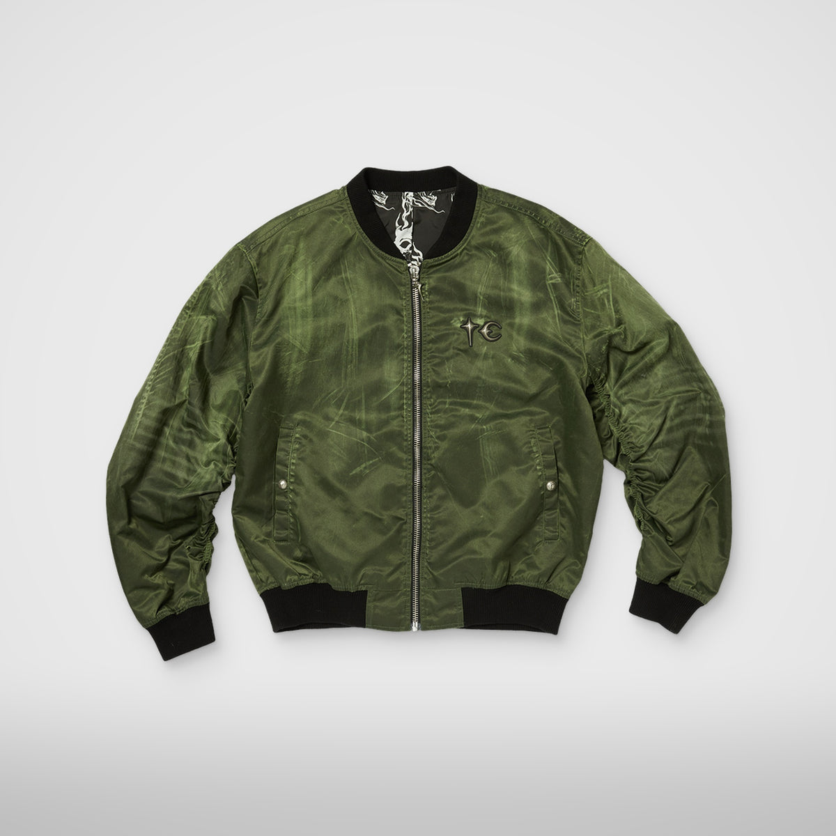 Thug Club Jamong Two Tone Washed MA-1 Jacket in khaki