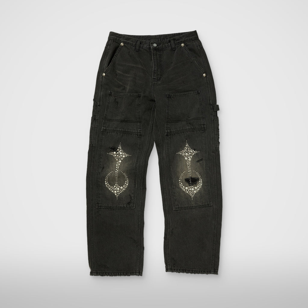 Thug Club Studed Knee Carpenter Pants in black