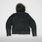 TC TWO TONE WASHED FUR HOODED JACKET