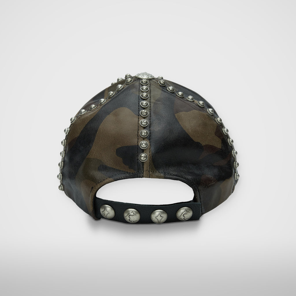 Thug Club Studded Camo Leather Cap in dark camo, view 3 of 3