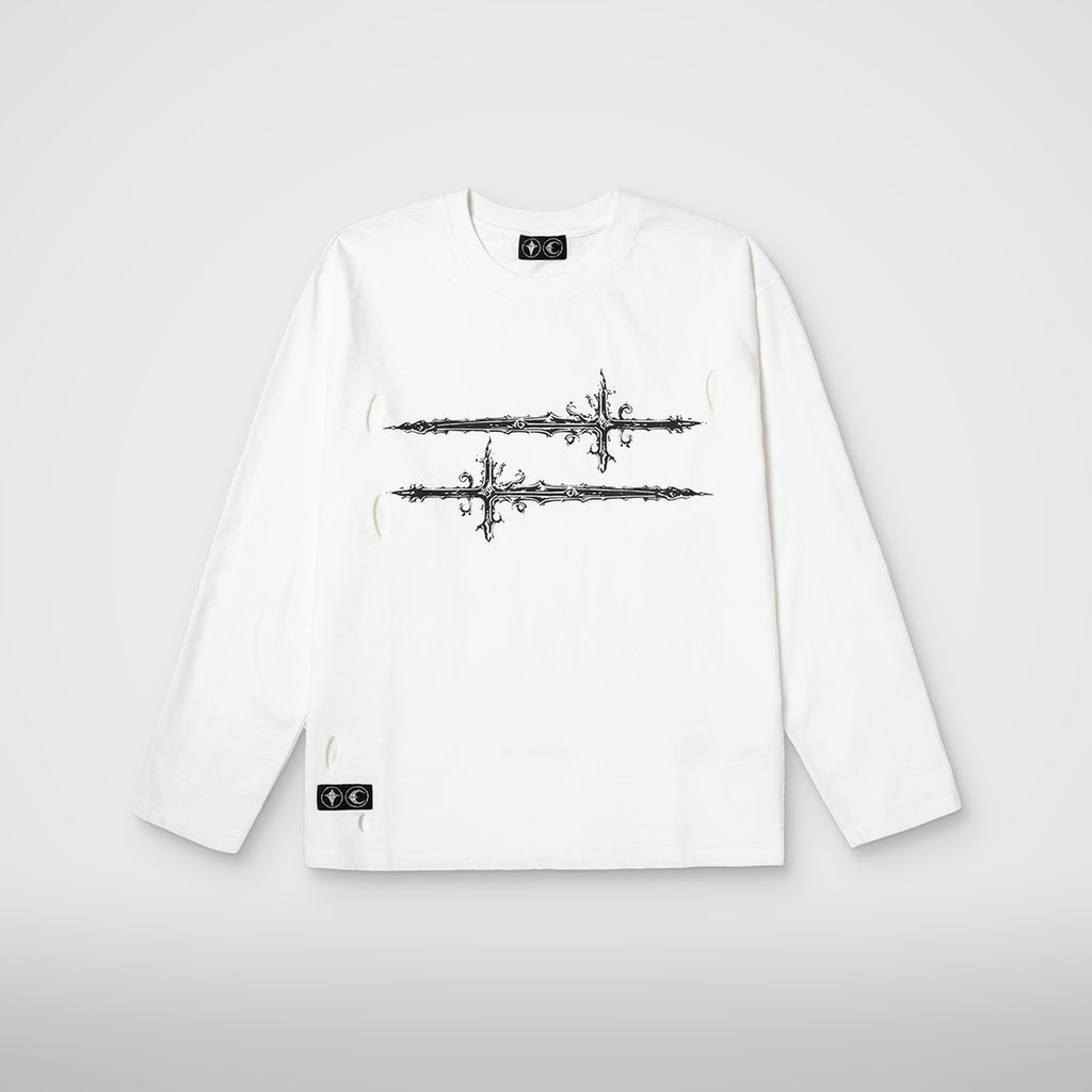 Thug Club Cross T Long Sleeve in white