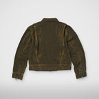 Thug Club TC Two Tone Washed Jacket in olive, back view