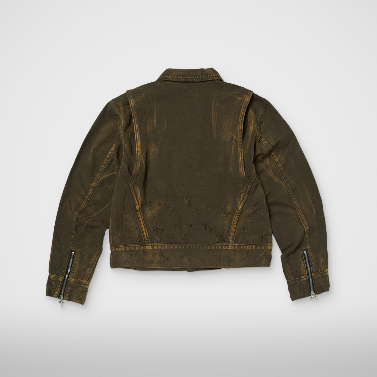 Thug Club TC Two Tone Washed Jacket in olive, back view