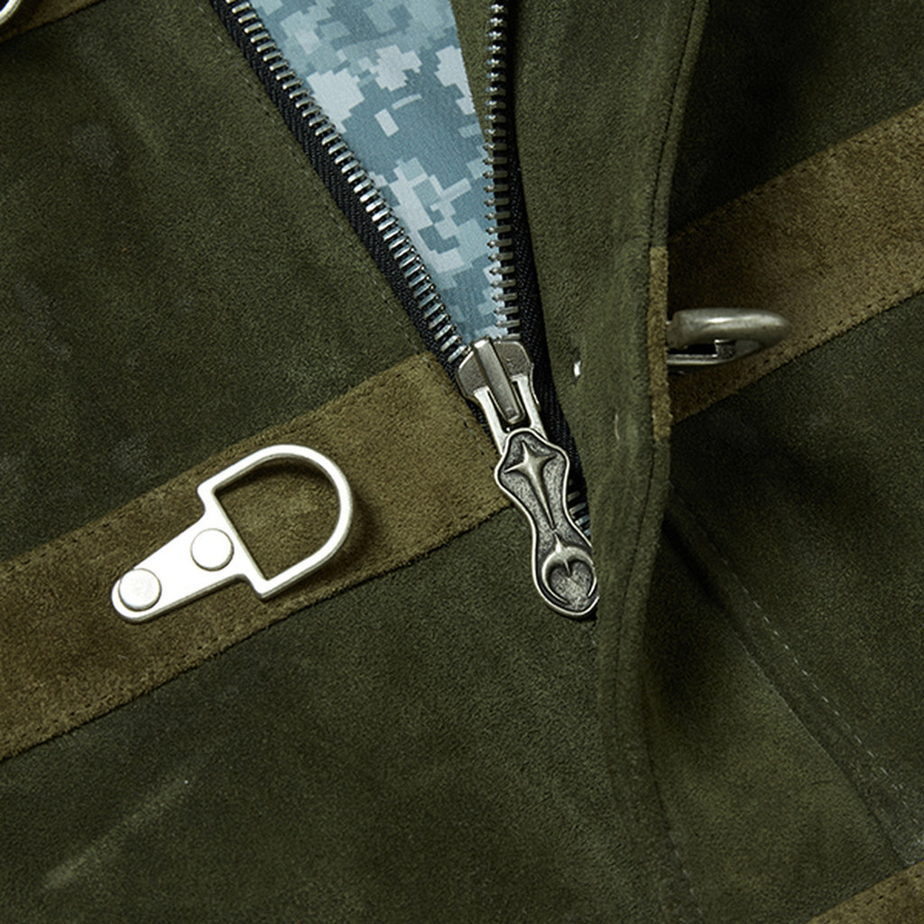 Thug Club Bio Soldier Leather Jacket in khaki, view 5 of 8