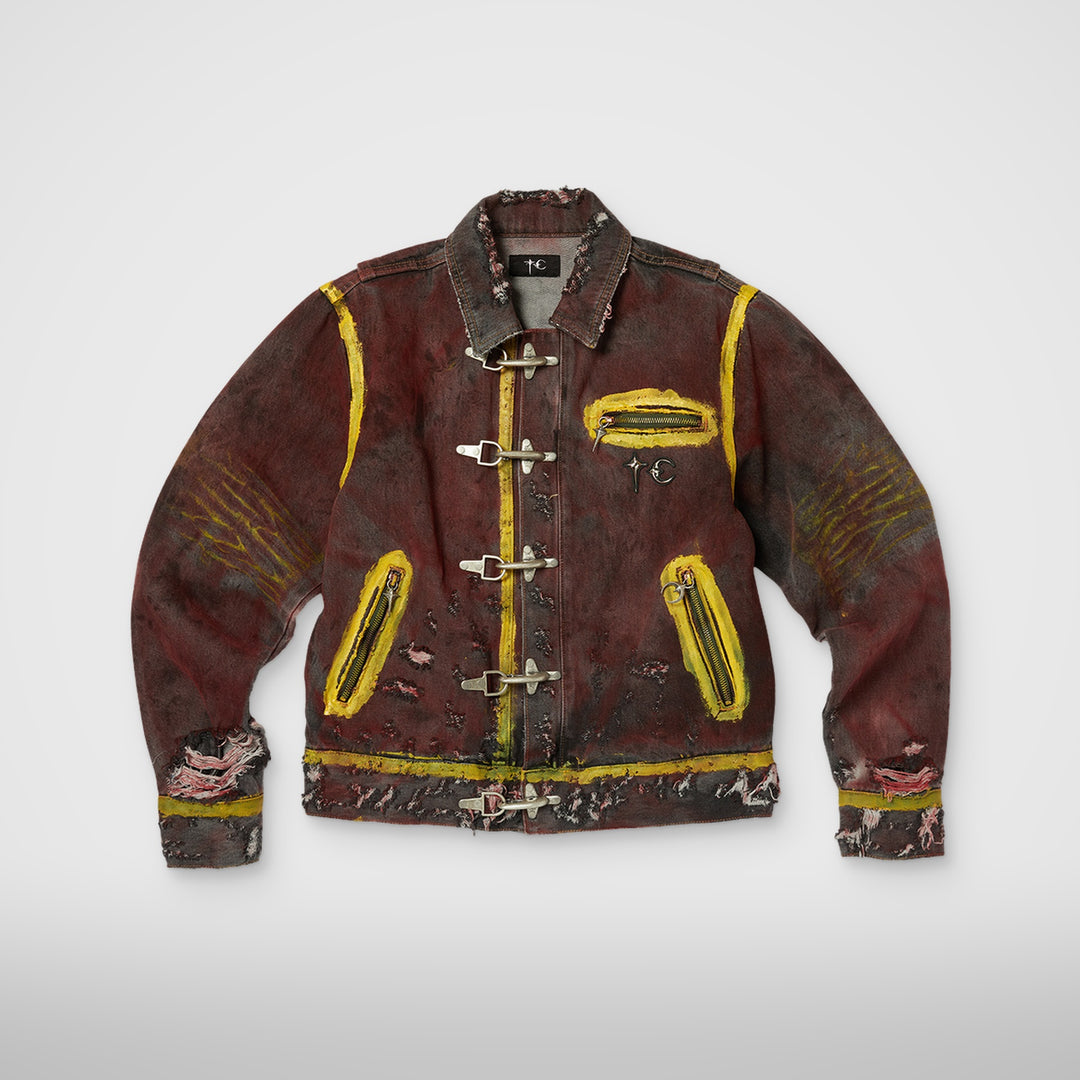 Red Washed Painted Line Jacket