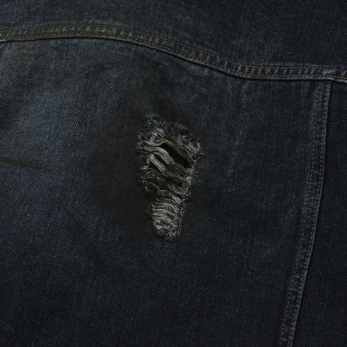 Thug Club Burn Down Denim Jacket in blue, view 8 of 9