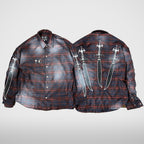 Thug Club Arab Sword Flannel Shirt in red, view 2 of 2