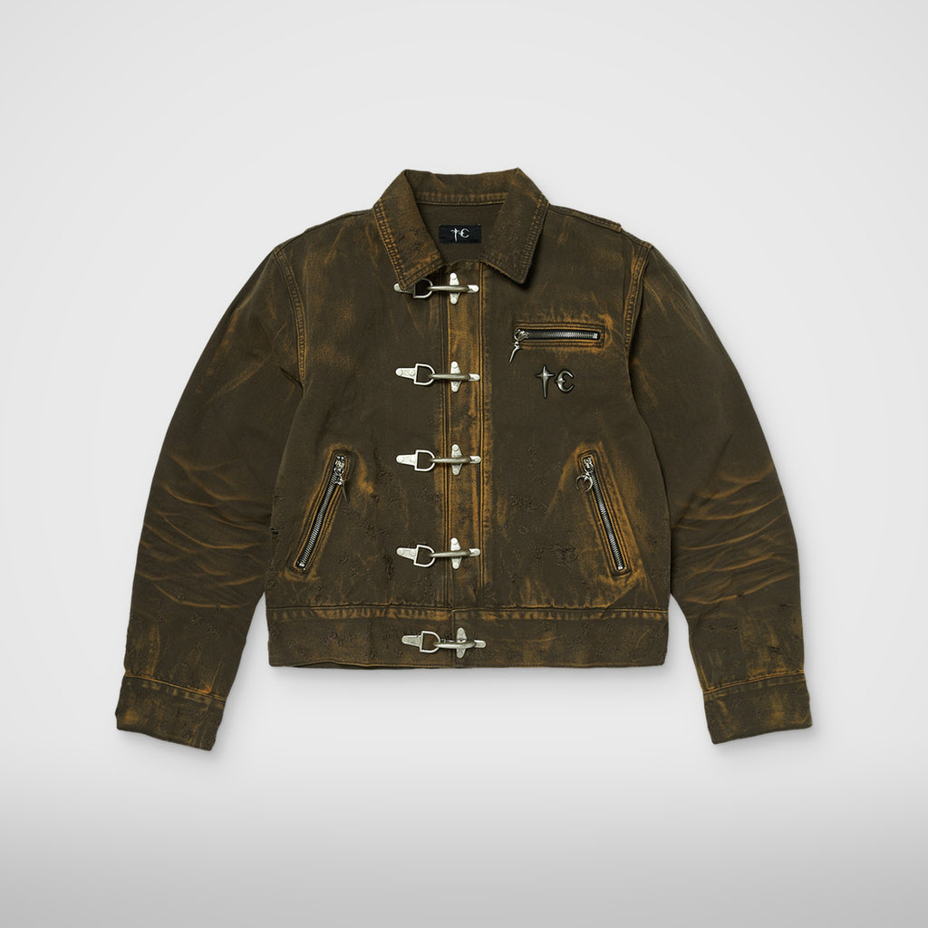 Thug Club TC Two Tone Washed Jacket in olive, front view