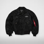 Thug Club X Alpha CWU 45/P Studded Jacket in black, front view