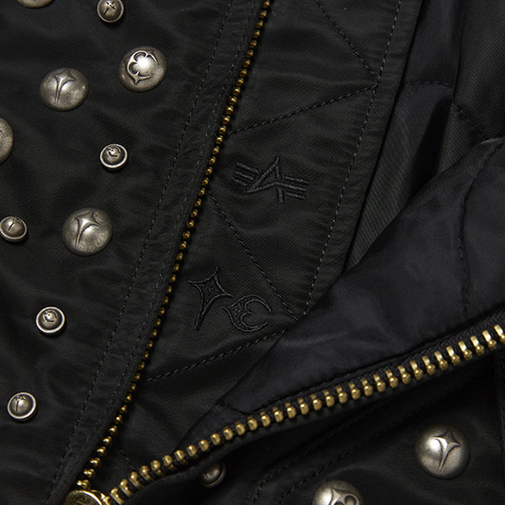 Thug Club X Alpha CWU 45/P All Over Rivet Jacket in black, view 7 of 9