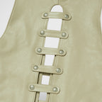 Thug Club Goat Skin Leather Vest in ivory, view 9 of 9