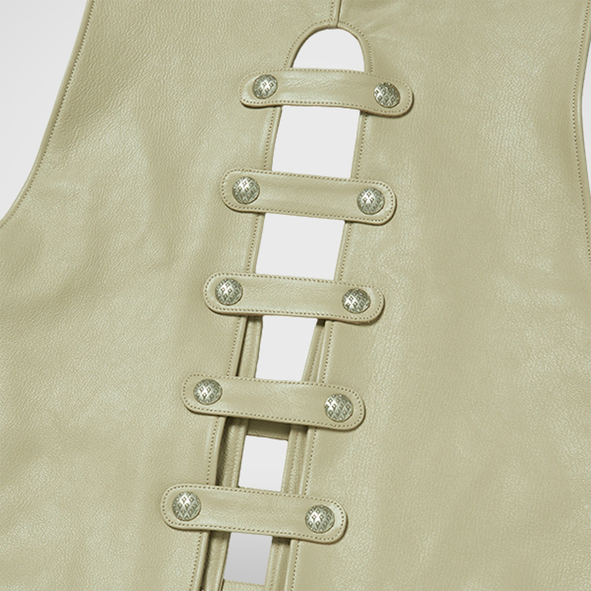 Thug Club Goat Skin Leather Vest in ivory, view 9 of 9