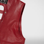 Thug Club Goat Skin Leather Vest in red, view 8 of 9