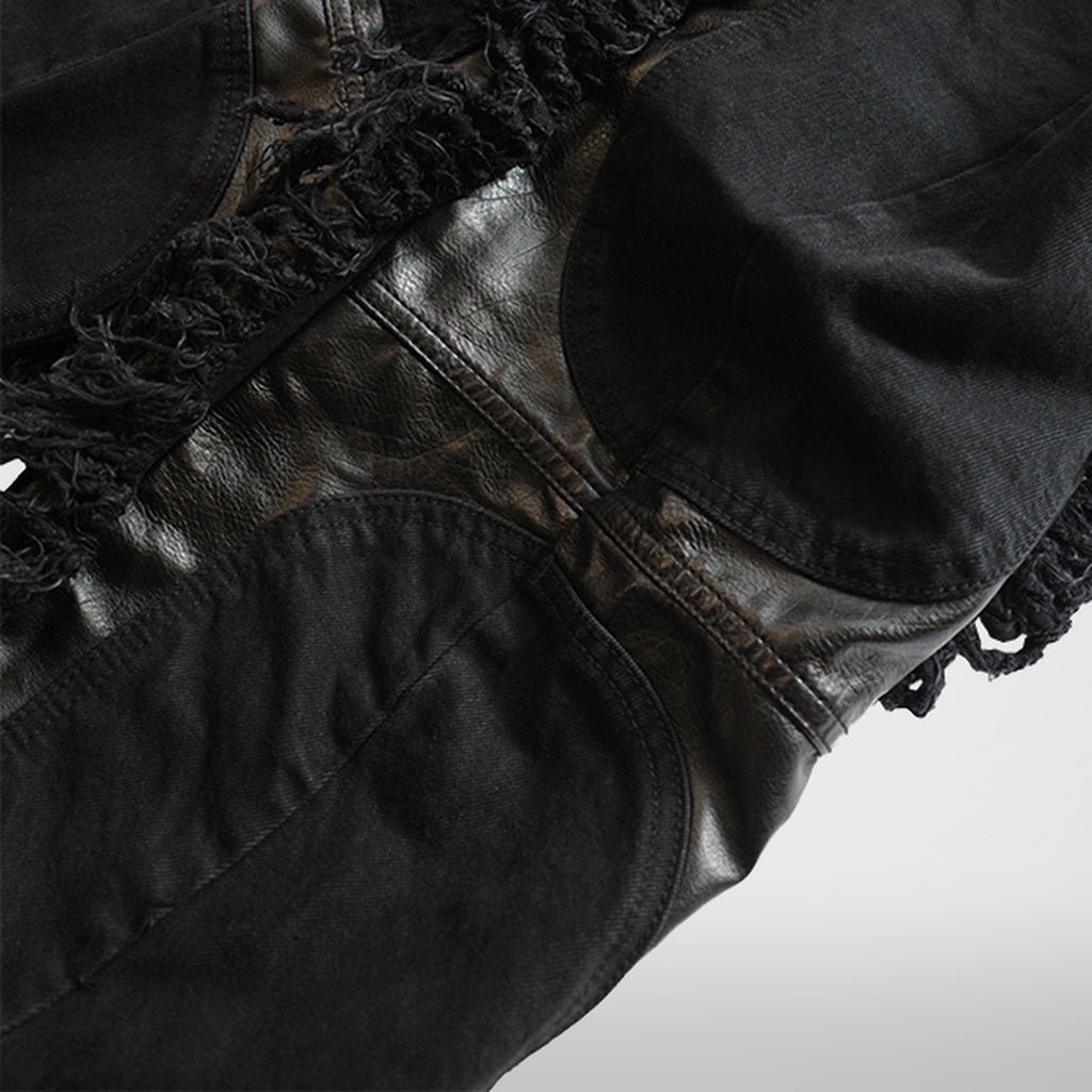 Thug Club Mohican Leather Denim Pants in black, view 5 of 6