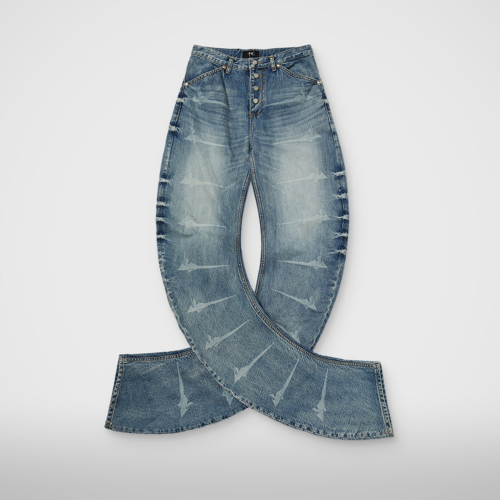 Thug Club TC Laser Washed Parkour Denim Pants in blue, front view