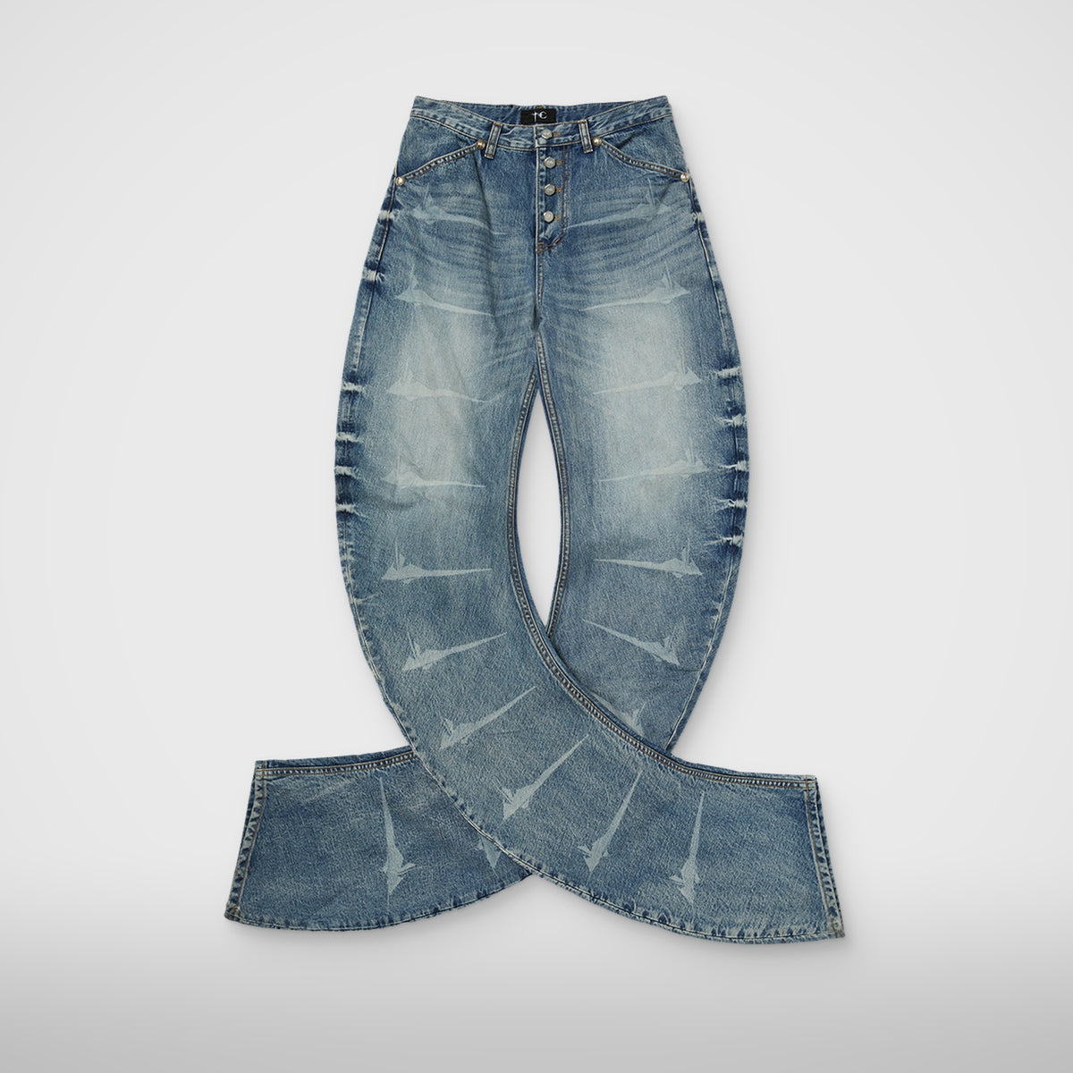 Thug Club TC Laser Washed Parkour Denim Pants in blue, front view