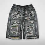Thug Club Hell Camo Denim Shorts in black