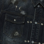 Thug Club Burn Down Denim Jacket in blue, view 4 of 9