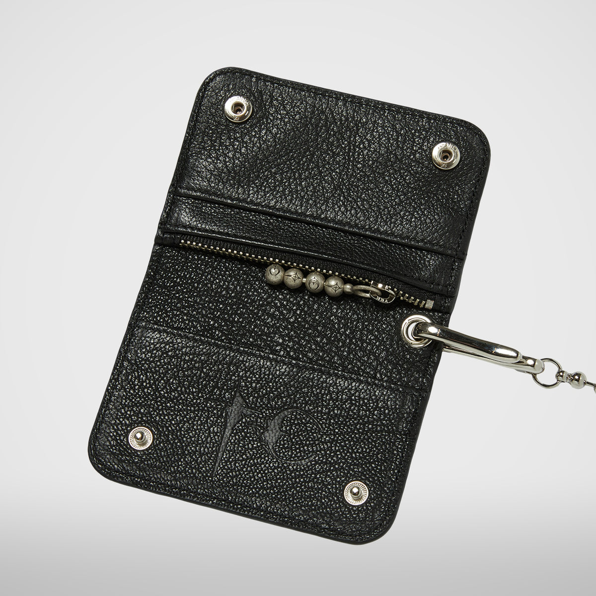 Thug Club TC Ball Chain Leather Card Case in black, view 4 of 4