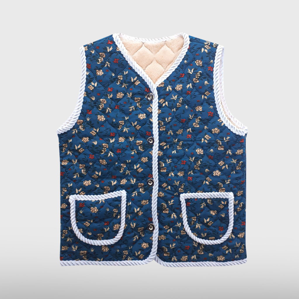 Womens Floral Pocket Kimjang Vest