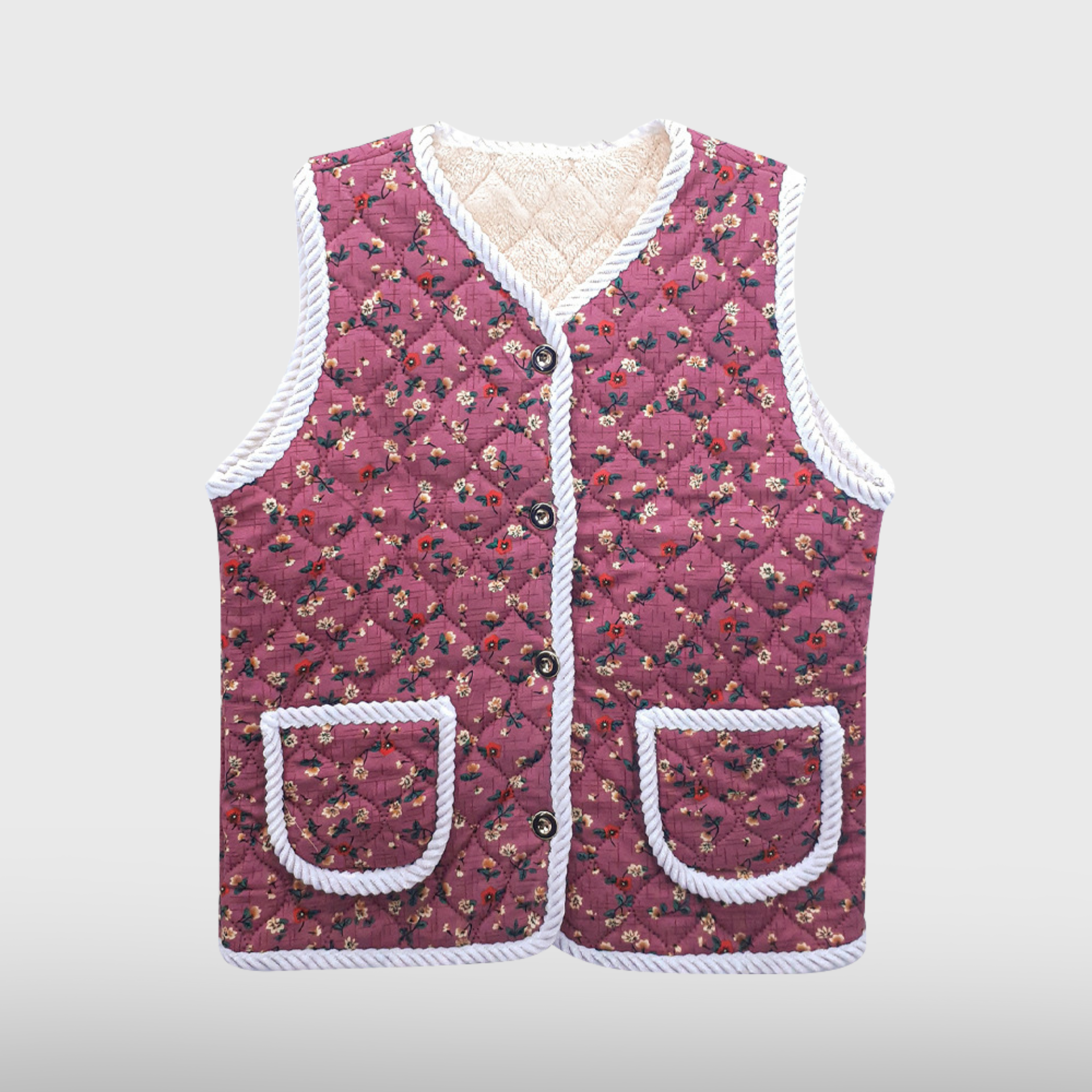 Womens Floral Pocket Kimjang Vest