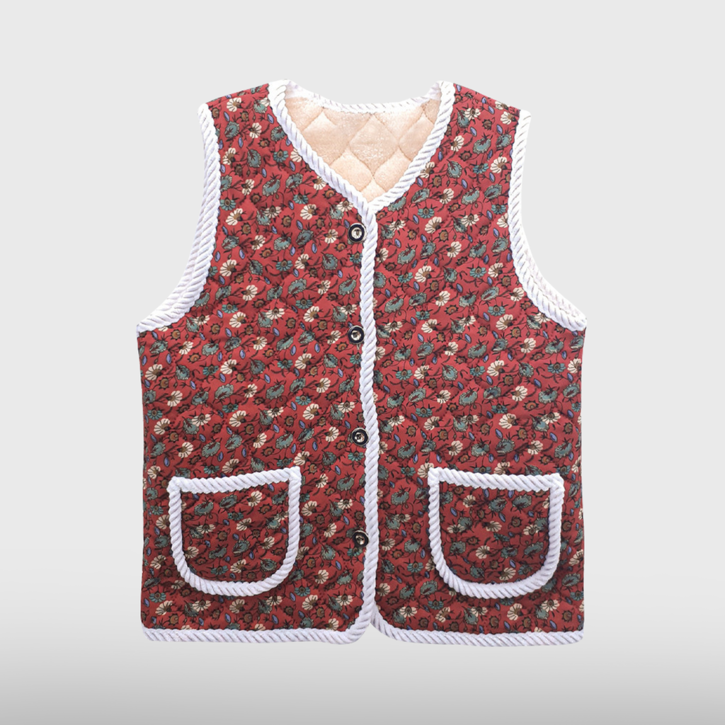 Womens Floral Pocket Kimjang Vest