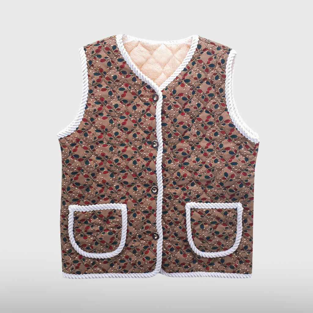 Womens Floral Pocket Kimjang Vest