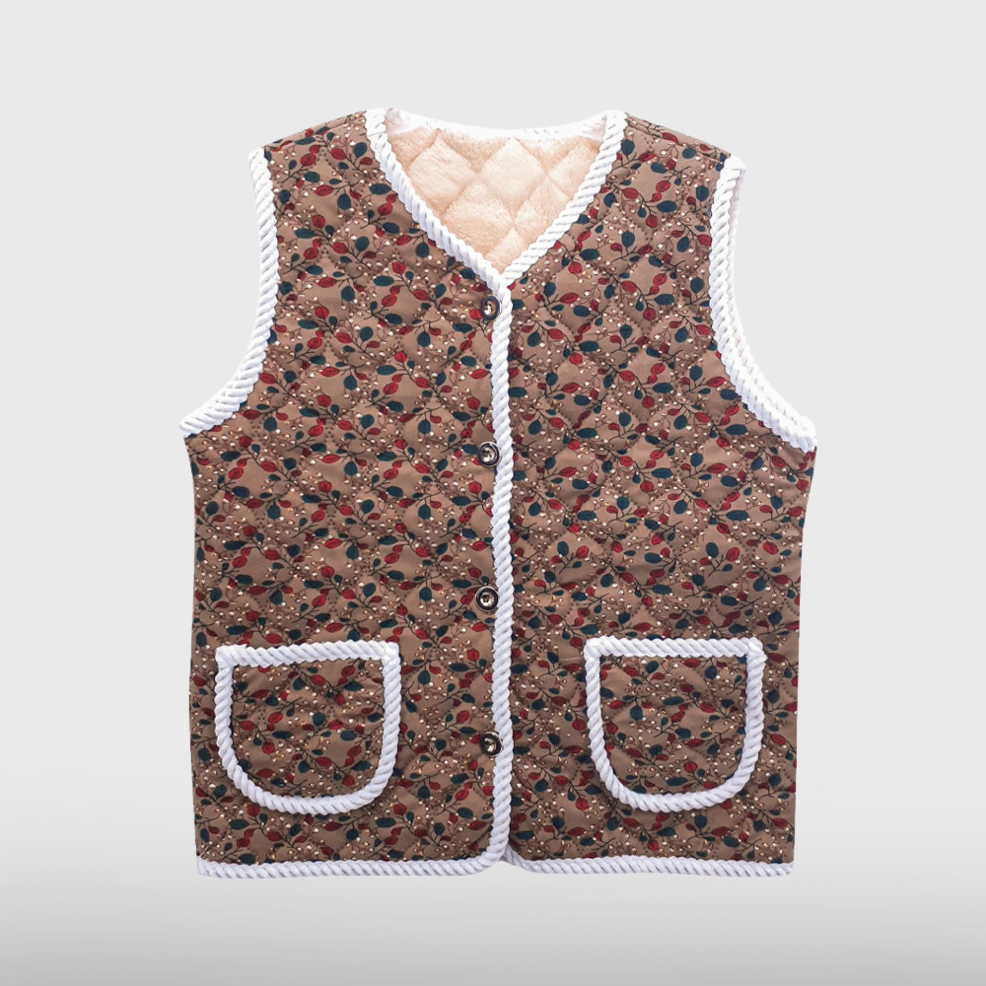 Womens Floral Pocket Kimjang Vest