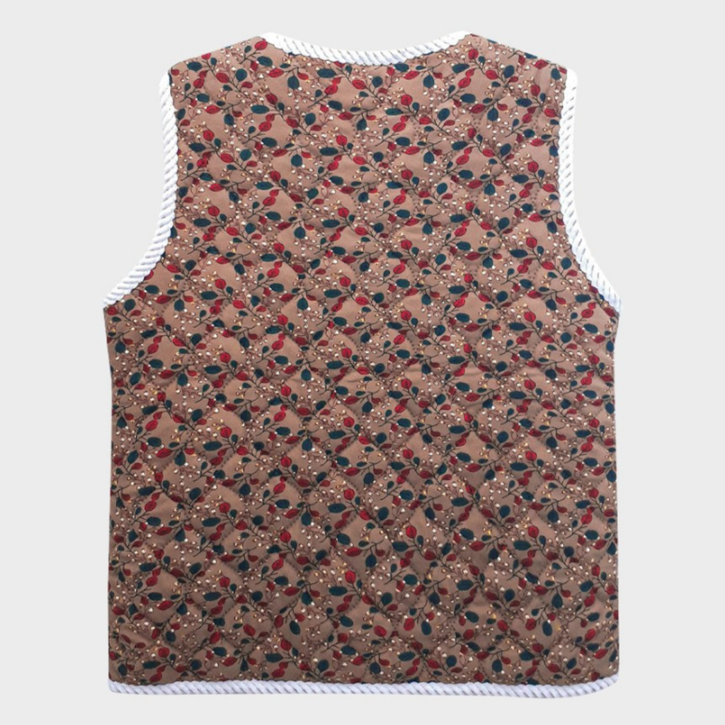 Womens Floral Pocket Kimjang Vest