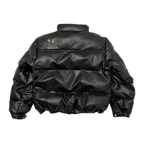 TC Leather Puffer Jacket - Black